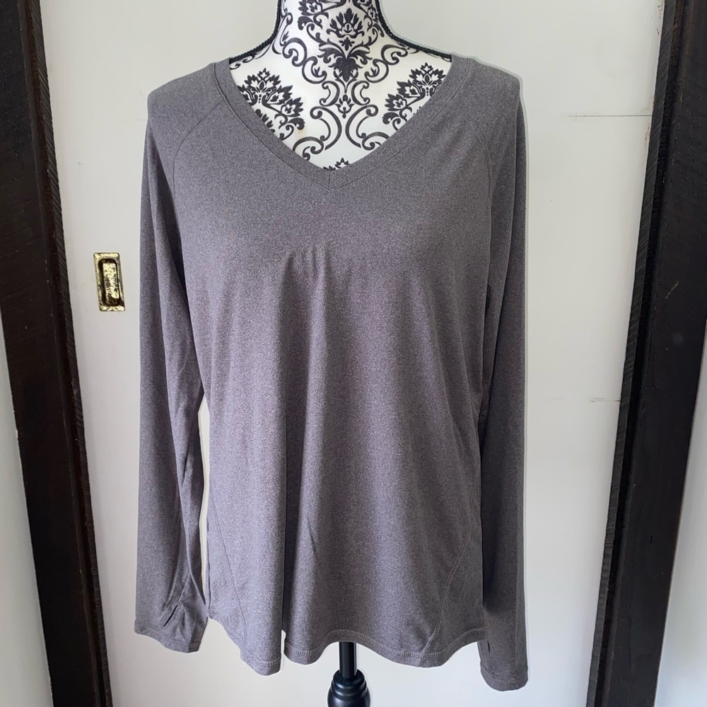 Lildy Sport Size L-XL Grey Long Sleeve Active Shirt with Black Mesh Back Section
